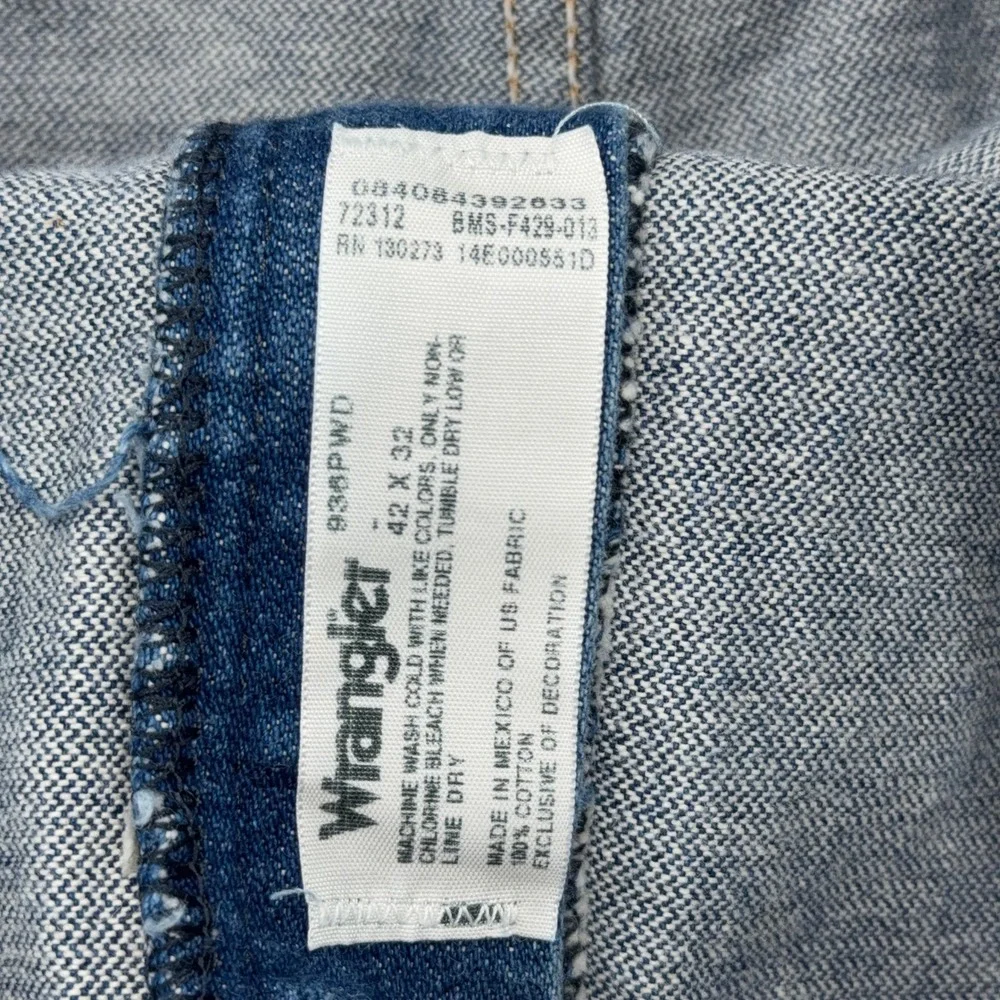 Wrangler Jeans Cowboy Cut 936PWD Slim Fit Blue Denim Mens 42x32